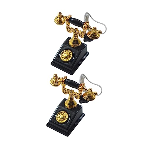 Gatuida 2 Stück Mini-Telefon Telefon Retro-wählscheibentelefon Simuliertes Telefon Mit Wählscheibe Dekorative Telefone Puppenhaus Telefon Dollhouse Decor Zinklegierung von Gatuida