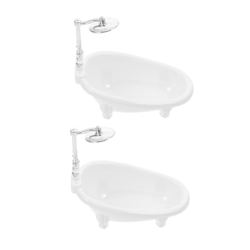 Gatuida 2 Stück Miniatur Badewanne für Puppenhaus Kleine Badmöbel Badewanne und Duschmodell zur Dekoration des Puppenhaus Badezimmers von Gatuida