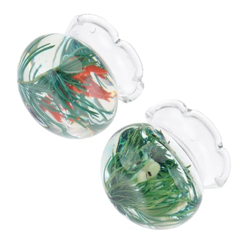 Gatuida 2 Stück Miniatur Goldfisch Aquarium Deko Teiliges Realistische Mini Haus Fisch Tank Ornamente Detailreiche Puppenhaus Szene Zubehör Kompakt für DIY Dekoration von Gatuida