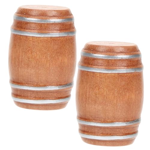Gatuida 2 Stück Miniatur Holzfass Langlebiges Miniatur Weinfass aus Hochwertigem Holz und Dekoratives Mini Haus Zubehör Puppenhaus Accessoire Robustes Bierfass Modell für Mikrolandschaft von Gatuida