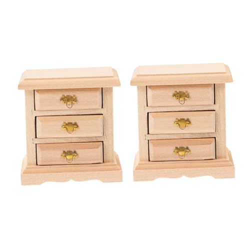 Gatuida 2 Stück Miniatur Puppenhaus Möbel Teiliges Holz Nachttisch Modell Langlebiger und Praktischer Miniatur Schrank als Puppenhaus Zubehör und Dekoration für DIY Basteln und von Gatuida