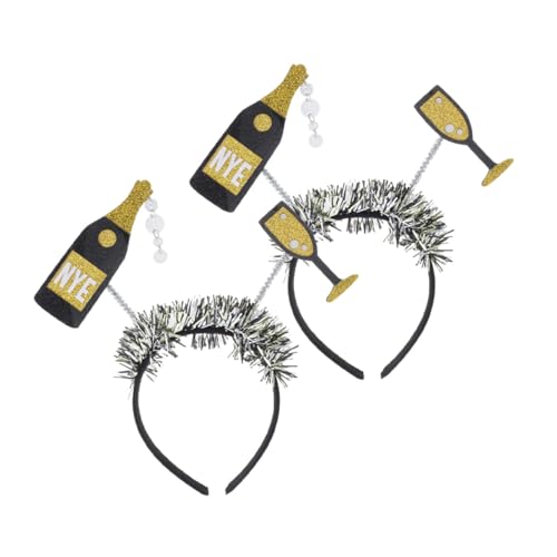Gatuida 2 Stück Neujahrs party Haarreif Sektflasche Design aus Robustem Kunststoff Festlicher Kopfschmuck für Erwachsene Silvester Weihnachtsfeier Zubehör von Gatuida