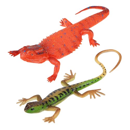 Gatuida 2 Stück Realistische Eidechsen Dekofiguren Teiliges aus TPR Kunststoff Detailgetreu und Farbenfroh als Scherzartikel Sammlerstücke für Dekoration in Haus Büro und Halloween von Gatuida
