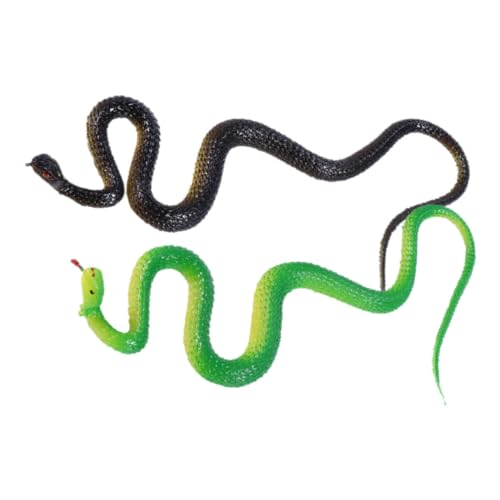 Gatuida 2 Stück Realistische Fake Schlangen Modelle Gummischlangen für Streiche Garten Deko und Lebensechte Simulation von Kleinen Schwarzen und Grünen Schlangen von Gatuida