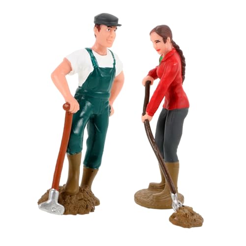 Gatuida 2 Stück Realistische Miniatur Bauernhof Figuren Teilig Detailreiche Farmer Deko Langlebige Landarbeiter Modelle für Regal Schlafzimmer Ausstellung von Gatuida