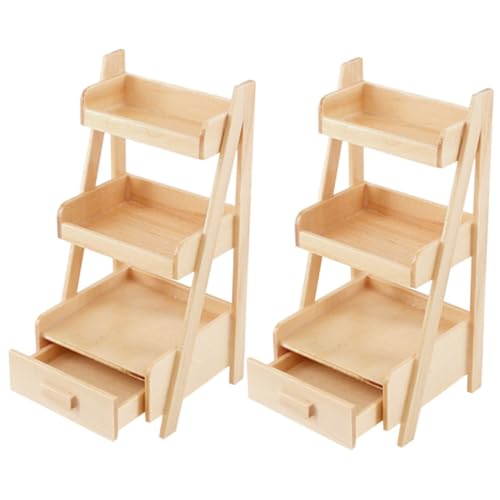 Gatuida 2 Stück Regalmodell Puppenhaus Miniaturen Mädchen Winzige Miniaturmöbel Modelleinheit Miniatur Bücherregal Kinderzimmer Puppen Puppenhaus Lagerregal Minimöbel Wohnen Klein Holz von Gatuida
