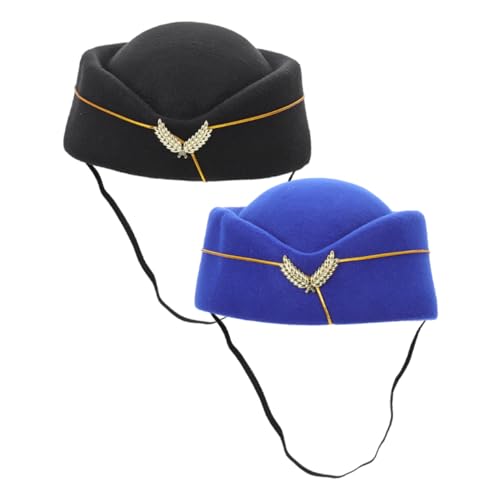 Gatuida 2 Stück Stewardess Hut für Cosplay Mütze Schwarz und Blau für und Bühnenauftritte und Leicht Tragbar Gatuida 2 Stück Stewardess Hut für Cosplay Mütze Schwarz und Blau für und Bühnenauftritte und Leicht Tragbar von Gatuida