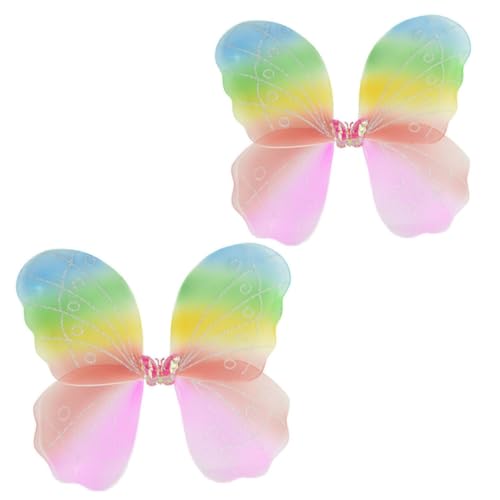 Gatuida 2 Stück Teiliges Bunte für Leichte Stoffflügel mit Elastischem Trageband Weiche Schmetterlingsflügel als Halloween Kostüm Accessoire für Mädchen für Tanz Party Fotografie von Gatuida