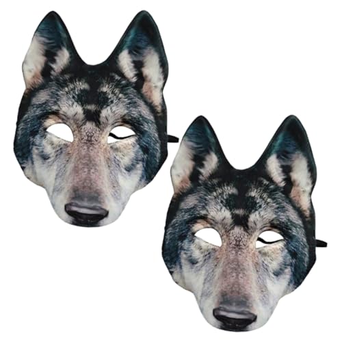 Gatuida 2 Stück Teiliges Eva Wolf Masquerade Masken Realistische Halloween Karneval Cosplay Halbgesichtsmasken Leichte Bequeme Tiermasken für Party Mottoparty und Kostümveranstaltungen von Gatuida