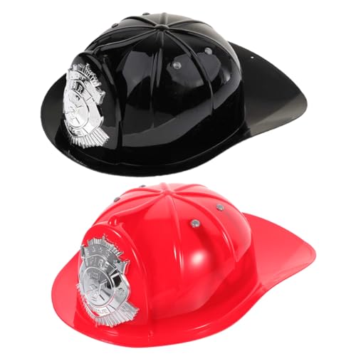 Gatuida 2 Stück Teiliges Feuerwehrhelm für Stabile Kunststoff Feuerwehrmützen Rot und Schwarz Geeignet für Feuerwehrkostüm und Rollenspiel Komfortabel und Langlebig für Karneval und von Gatuida