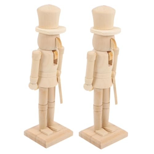 Gatuida 2 Stück Teiliges Großes Unbemaltes Holz DIY Holzfigur zum Basteln Stabile Weihnachtsdekoration Handgefertigte Soldatenfigur für Festliche Tisch und Wohnraumgestaltung von Gatuida