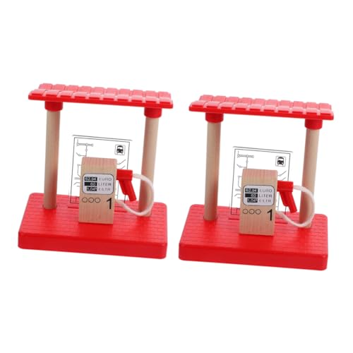 Gatuida 2 Stück Teiliges Holz zubehör für Holzeisenbahn DIY Zug Station Interaktives für Pretend Play Tankstelle Sicherer Naturholz baustein für Familienzeit von Gatuida
