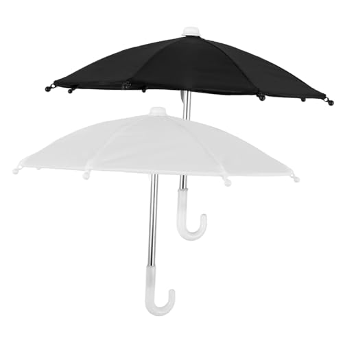 Gatuida 2 Stück Teiliges Mini Regenschirm Puppenhaus Zubehör Weiße und Schwarze Miniatur Schirme Dekorative Puppenaccessoires für DIY Basteln und Puppenhaus Layout Kompakt und Detailreich von Gatuida