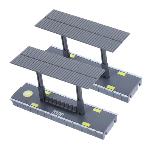 Gatuida 2 Stück Teiliges Modelleisenbahn Zubehör Leichte Bahnsteig Station Kindgerechtes DIY Modell Stabiles Kunststoffmaterial Realistische Simulation für Spiel und Basteln von Gatuida