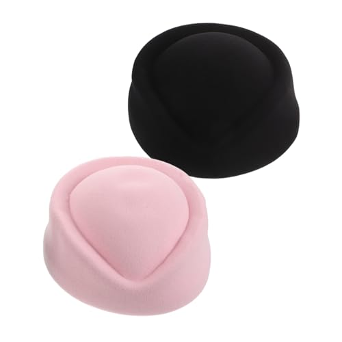 Gatuida 2 Stück Teiliges Stewardess Kostüm Hüte Retro Damen Air Hostess Mütze Schwarz Bequeme Langlebige Flugbegleiterin Kopfbedeckung für Bühnenauftritte Halloween und Cosplay Partys von Gatuida