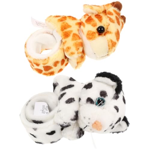 Gatuida 2 Stück Tier Snap Armbänder für Plüsch Tierarmbänder Giraffe Schneeleopard Weiche Bequeme und Tragbare Slap Bracelets für Partys und Täglichen Gebrauch von Gatuida
