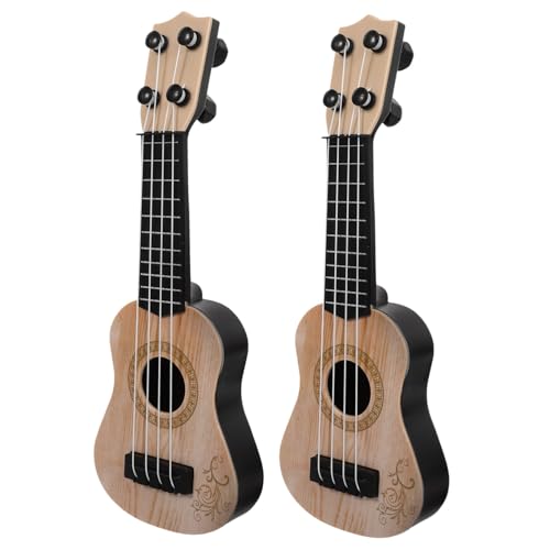 Gatuida 2 Stück Ukulele Lehrreich Instrument Anfänger Gitarre Miniatur Jungs- -Ukulele-gitarrenspielzeug Kleinkinder Mini-Ukulele Musical Beige Plastik von Gatuida