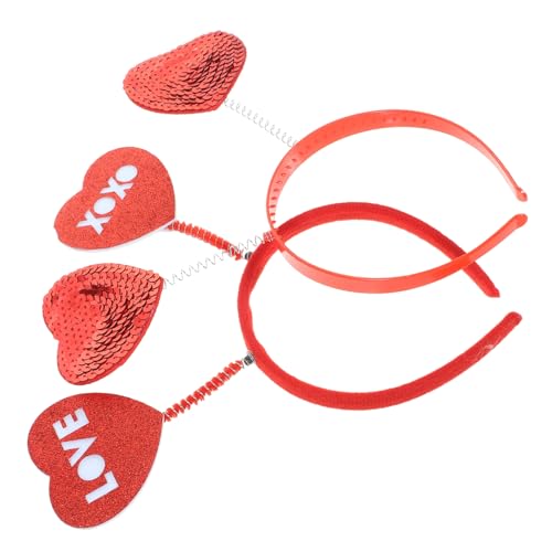 Gatuida 2 Stück Valentinstag Herzförmiges Pailletten Stirnband Rotes Dekoratives Party Haarreif Accessoire für Frauen Bequemes Kopfband für Geburtstags und Themenfeiern von Gatuida