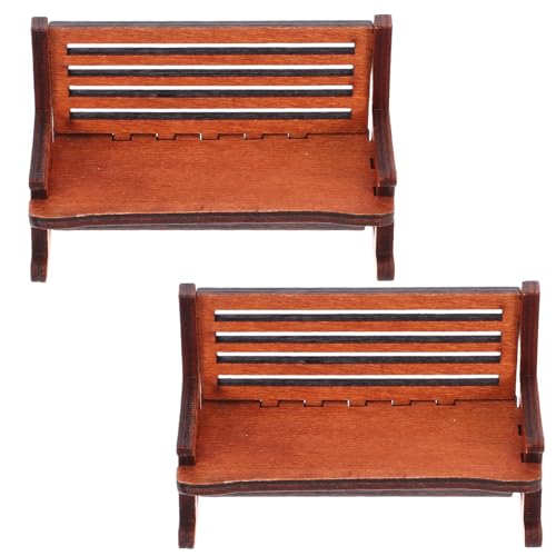 Gatuida 2 Stück Vintage Miniatur Holz Schaukelstuhl Robuster Retro Puppenhaus Stuhl Dekoration für Miniaturlandschaft und DIY Zubehör von Gatuida