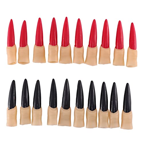 Gatuida 20 Stück Halloween Fingernägel Rote Schwarze Krallen für Halloween Party für Hexen Zombies Geisterkostüme Flexible Komfortables Tragegefühl Gruselige Deko von Gatuida