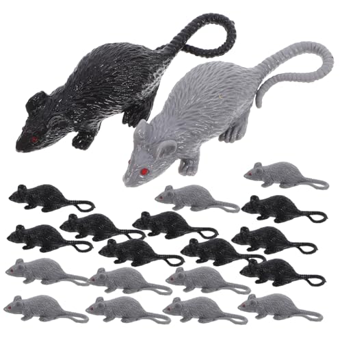 Gatuida 20 Stück Halloween Rattenfiguren Realistische Kunststoff Mäuse für Gruselige Dekorationen im Spukhaus Wiederverwendbare Mäuse Requisiten für Halloween Events Schwarz von Gatuida
