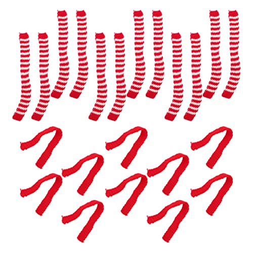 Gatuida 20 Stück Mini Wollschals Dekorative Accessoires für Partys Festlichkeiten Vielseitig Einsetzbar für Figuren Ornamente DIY Bastelprojekte Rot Weiß Grün Gestreift von Gatuida