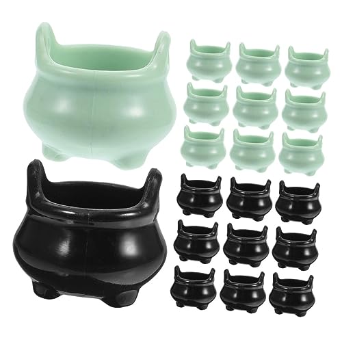 Gatuida 20 Stück Teiliges Halloween Mini Kessel aus Robustem Kunststoff Kleine für Puppenhaus Tischdeko Langlebige Miniatur Party Accessoires in Schwarz für Halloween Dekoration von Gatuida