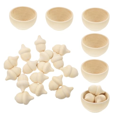 Gatuida 20 Stück Teiliges Holz Sortierspielzeug Set mit Flachen Holzschalen zum Bemalen und Zählen für DIY Dekoration Ungiftig Langlebig von Gatuida