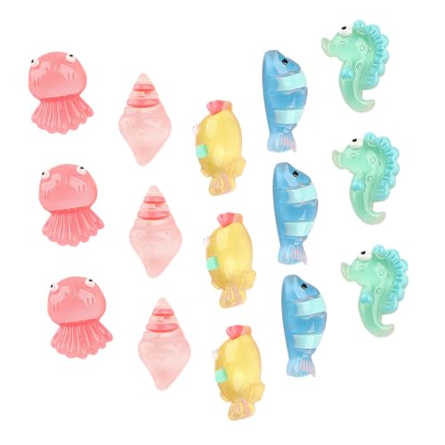 Gatuida 20 Stück Teiliges Mini Leucht Meerestiere aus Resin Glow in The Dark Mikro Landschaftsdeko Robuste Handgefertigte Tierfiguren für Aquarium Garten DIY Party Deko von Gatuida