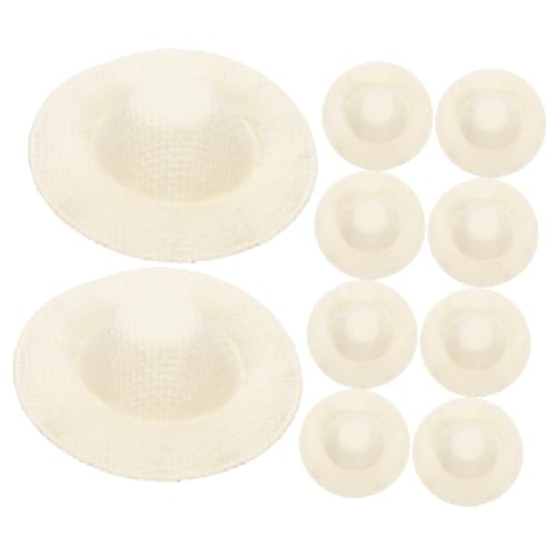 Gatuida 20 Stück Teiliges Mini Strohhut Handgefertigte Kleine Hüte aus Gewebtem Material DIY Puppenhausdekoration Vielseitiges Bastelzubehör und Fotorequisite Beige Mini Hüte für Puppen von Gatuida