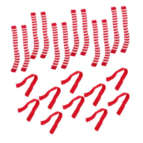 Gatuida 20 Stück Teiliges Mini Wollschals in Rot Weiß Grün Dekorative Puppenaccessoires Strapazierfähige Spielzeugschals für Weihnachten Partys und Bastelideen von Gatuida