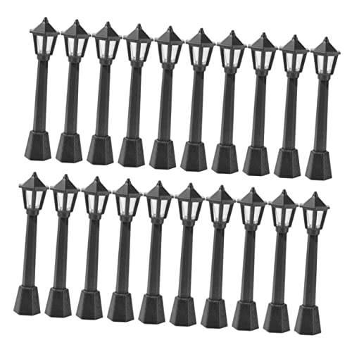 Gatuida 20 Stück Teiliges Miniatur Straßenlaternen Simulierte Micro Landscape Lampen Schwarze Modellleuchten Wetterfestes Ornament für DIY Garten und Sandtischdeko von Gatuida