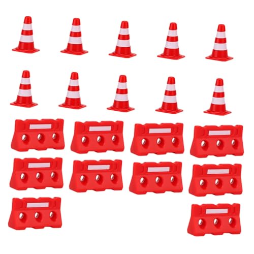 Gatuida 20 Stück Teiliges Verkehrszeichen Spielset aus Kunststoff Miniatur Verkehrsleitkegel und Absperrgitter Pädagogisches Baustellen zur Verkehrssicherheitserziehung von Gatuida