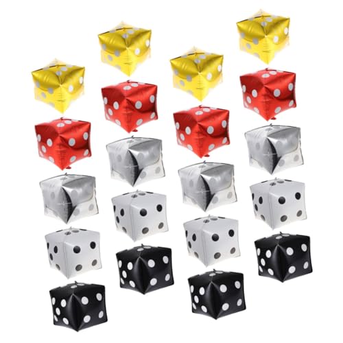 Gatuida 20 Stück Teiliges Würfel Folienballon Aluminiumfolie Partydeko Würfel luftballons Foto Requisiten Thema Gold Silber Schwarz Weiß Rot von Gatuida