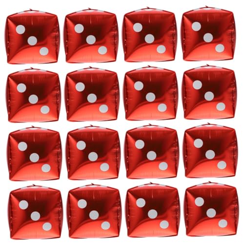 Gatuida 20 Stück Würfel Folienballons Rote Aluminiumfolie Spielthemen Partydeko für Erwachsene Würfelform für Atmosphäre Einfach zu Verwenden Langlebig und Auffällig von Gatuida