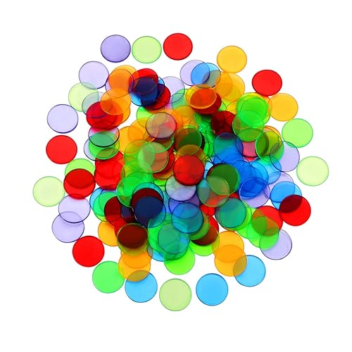 Gatuida 200 Stück Teiliges Bunte Bingo Spielsteine Kunststoff Marker Zählchips für Brettspiele und Lernspiele Transparent und Gemischt Farbig Robust Sicher von Gatuida