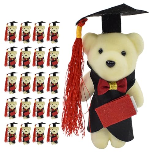 Gatuida 24 Stück Plüsch-Abschlussbären: Mini-Abschluss-Stofftiere Mit Hutpuppe Flauschig Weich Glückwunschgeschenke Blumenstrauß-Dekor von Gatuida