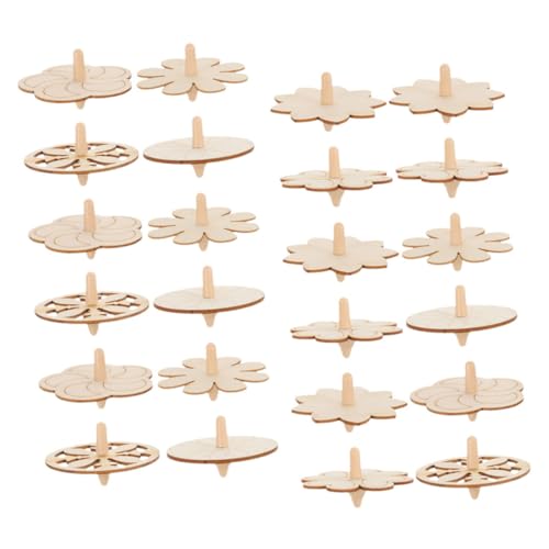 Gatuida 24 Stück Teiliges DIY Holzkreisel zum Bemalen Kreative Holzspielzeuge für Verschiedene Formen Inklusive Ungiftiges Material Fördert Eltern Junge Mädchen Spiele und Motorische von Gatuida