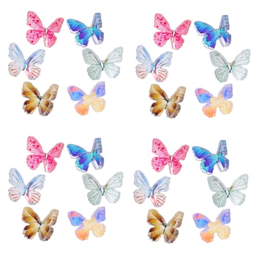 Gatuida 24 Stück Teiliges Mini Schmetterling Filigrane Puppenhaus Deko Handliche Miniatur Schmetterlinge für Basteln und Feengarten Realistische Mikro Landschaftsdekoration für DIY Fans von Gatuida