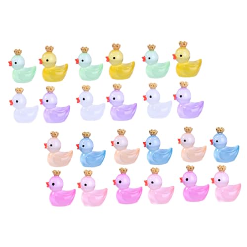 Gatuida 24 Stück Teiliges Miniatur Resin Enten Figuren mit Nachleuchtfunktion Kleine Leuchtende Entenstatuen für DIY Mikro Landschaft Bunte Mini Dekorationen für Garten Aquarium und von Gatuida