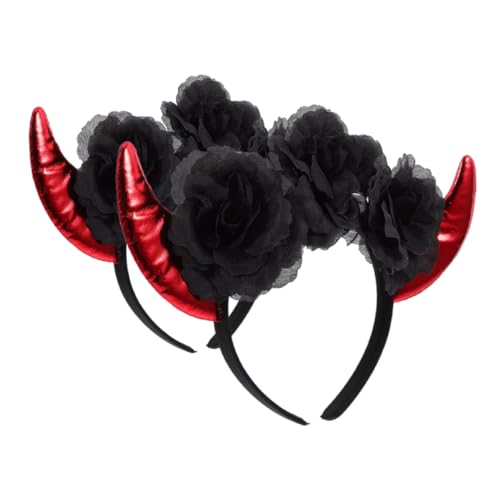 Gatuida 2Stücke Halloween Teufelshörner Haarreif Verspieltes Stirnband für Männer Bequeme Kopfbedeckung für Kostümpartys Halloween Karneval Einfache Handhabung von Gatuida