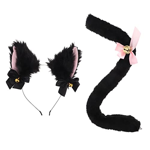 Gatuida 2Stücke Katzenohren Kostüm Zubehör Teiliges Haarband mit Katzenohren und Katzenschwanz für Frauen Mädchen für Halloween Cosplay und Themenpartys von Gatuida