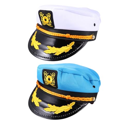 Gatuida 2er Set Marinehut – Kapitäns Sailor Snapback Mütze, nautisches Kostümzubehör für Damen und Herren, Partythema von Gatuida