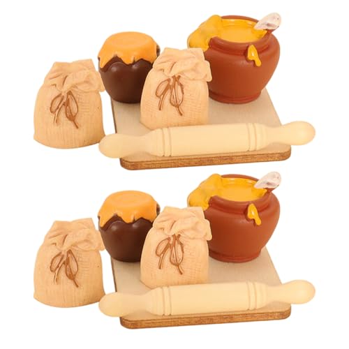 Gatuida 2er-Set Puppenhaus-Küchenrequisiten, Miniatur-Lebensmittelzubehör mit Nudelholz, Honigglas und Mehlsack für Rollenspiele und Szenendekoration für Kinder Gatuida 2er-Set Puppenhaus-Küchenrequisiten, Miniatur-Lebensmittelzubehör mit Nudelholz, Honigglas und Mehlsack für Rollenspiele und Szenendekoration für Kinder von Gatuida