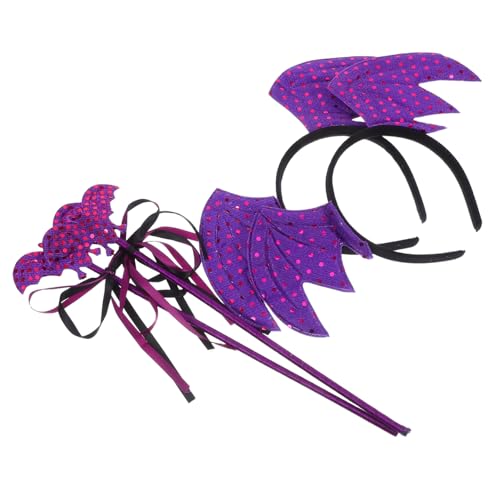 Gatuida 2er-set Halloween-fledermaus-stirnband, Feenstab-set: Fledermausflügel-haarbänder, Tier-kopfbedeckung, Haarreifen-accessoires, Verkleidung Für Frauen, Halloween-party, von Gatuida