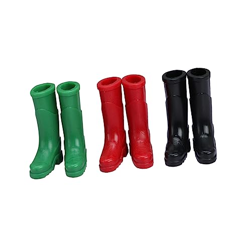 Gatuida 3 Paare Miniatur Puppenhaus Regenstiefel Kunststoff Modell Mini Haus Schuhe Dekoration Zubehör für Puppenhaus Deko Realistisch und Detailgetreu Schwarz Rot Grün von Gatuida