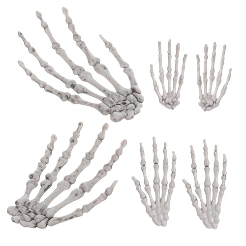 Gatuida 3 Paare Skelett Hände Dekorationsrequisiten für Halloween Gruselige Handornamente für Spukhäuser und Partys Fadensicheres Material für Feiertagsdekorationen von Gatuida