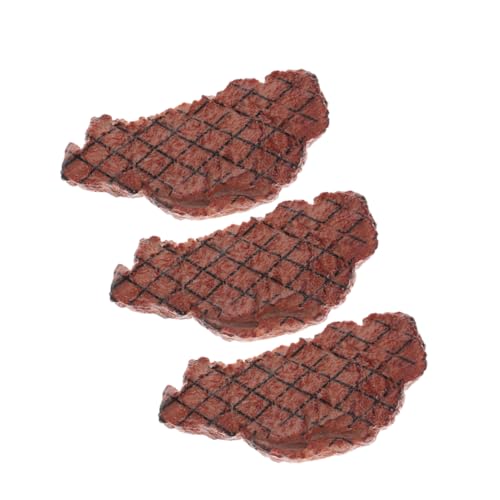 Gatuida 3 STÜCKE Teiliges Künstliches Steak Modell Küchen Deko Realistisch Gestaltetes Langlebiges Fake Fleisch Display Farbecht und Sicher für Restaurant und Heimdekoration von Gatuida