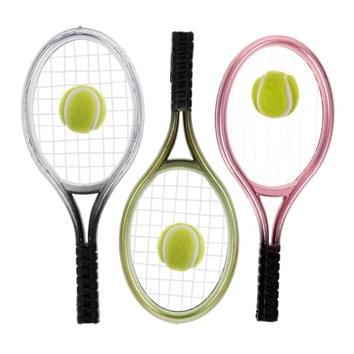 Gatuida 3 Sätze Mini Tennisracket Dekoration mit Bällen Miniatur Zubehör für Puppenhäuser Vielseitige Fotorequisiten und Ornamente Stabile und Detailreiche Miniatur Schläger für Gatuida 3 Sätze Mini Tennisracket Dekoration mit Bällen Miniatur Zubehör für Puppenhäuser Vielseitige Fotorequisiten und Ornamente Stabile und Detailreiche Miniatur Schläger für von Gatuida