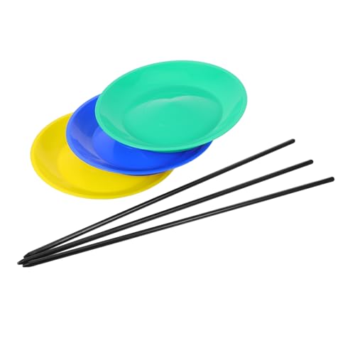 Gatuida 3 Satz Teiliges Jonglier-Set mit Kunststoff-drehscheiben und Handstäben Langlebige Circus-jonglierplatten für Balanceübungen Bühnenauftritte und Sensorisches Lernen in Gelb Blau von Gatuida